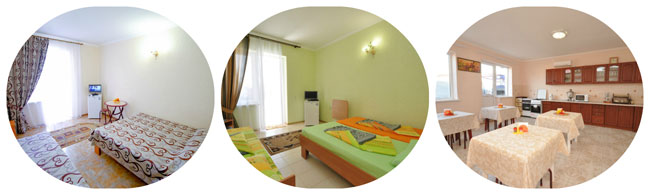 Номера и кухня в Аквамарин жилье прибрежное крым